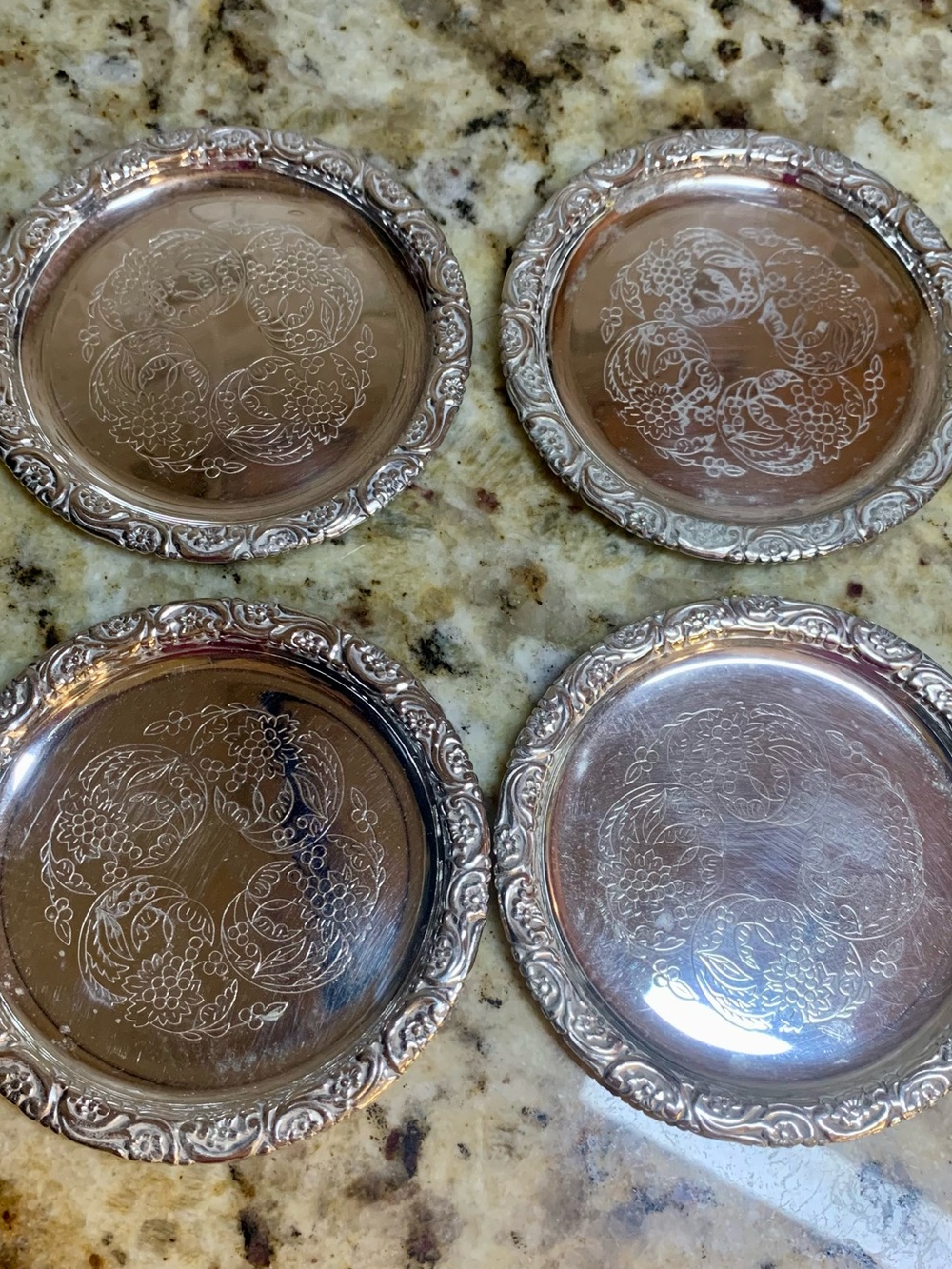 Vintage AB Segerstrom & Svensson Sweden Silverplate Coasters Grape Set of 4